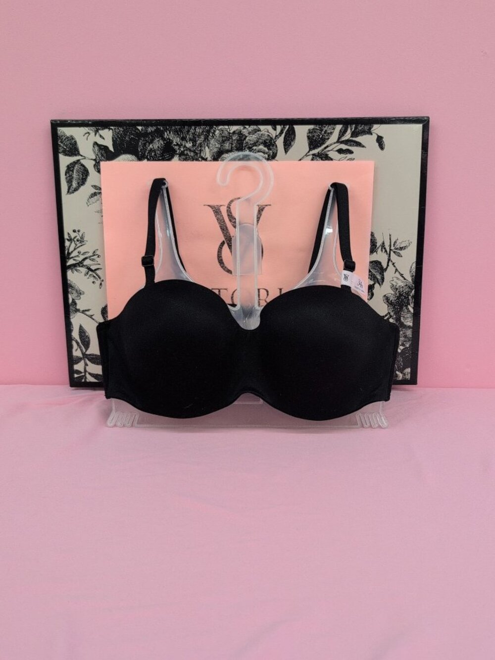 Victoria's Secret Bare Lightly Lined Smooth Strapless Underwire Bra 34B Black